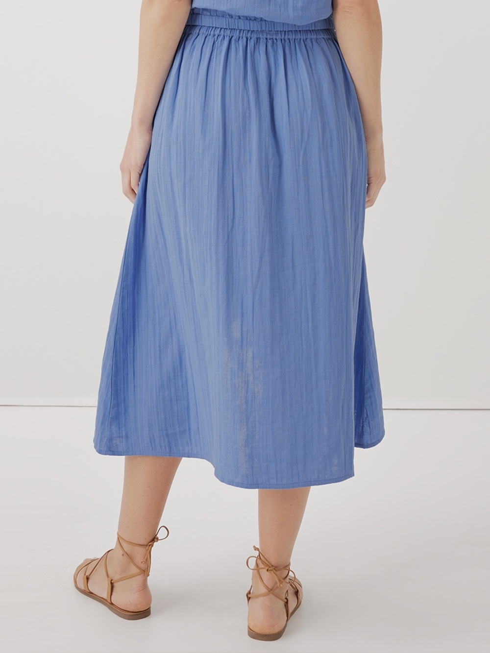 ‼️EUC: Pact Organic Blue Coastal Gauze Matching Skirt Set - L - Picture 7 of 11